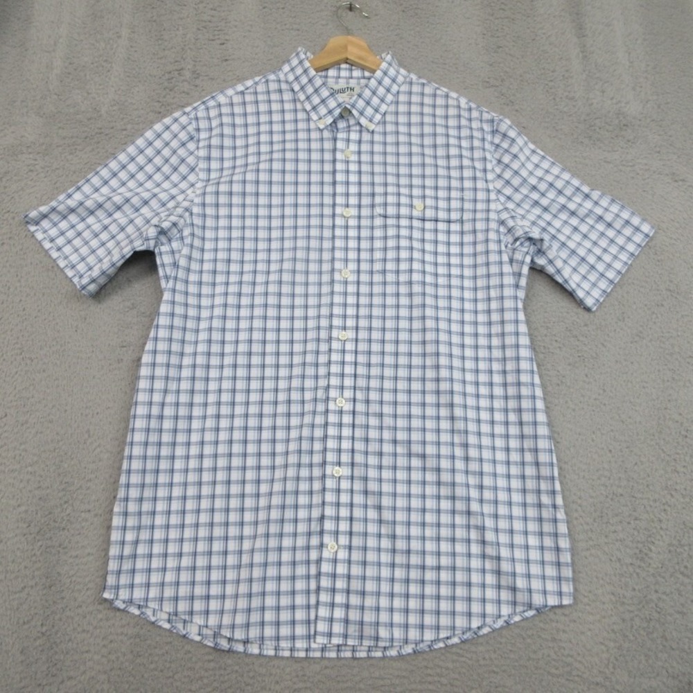 Duluth Shirt Mens L Tall Blue Check Relaxed Fit Workwear Outdoor Casual Heritage